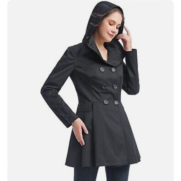 Calvin Klein Petite trench coat hooded double breasted skirted raincoat - Picture 15 of 16